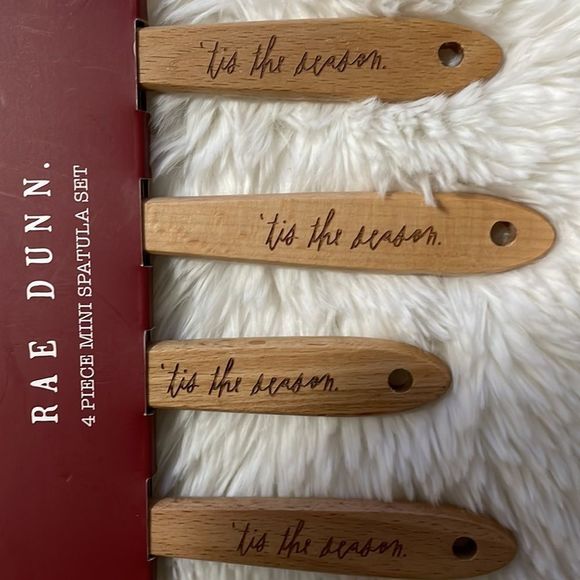 Rae Dunn 4 Piece Mini Spatula Set Holiday Christmas Tis The Season NWT - Picture 2 of 4